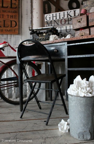 Dear Valentine Display With Antique Desk & Typewriter